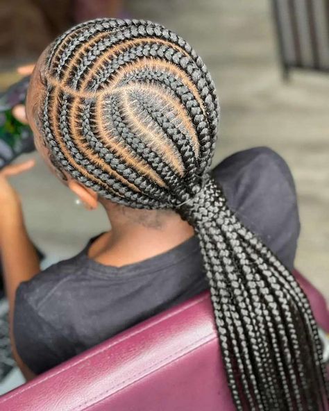 10 stitch braids into a low ponytail 😍 #braidvixen #brooklynbraider #feedinbraids #nyc #stitchstraightbacks #stitchbraids… | Instagram 10 Stitch Braids, Cornrow Ponytail Styles, Hairstyle Latest, Cornrows With Box Braids, Cornrow Ponytail, Cornrows Braids For Black Women, High Fashion Hair, Kid Hairstyles, Feed In Braids Hairstyles