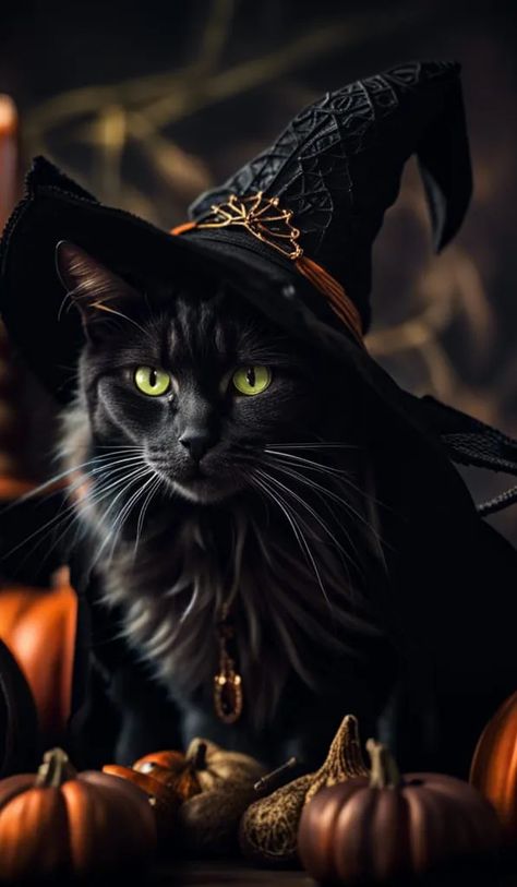 Cats And Halloween, Halloween Dip, Witchy Cat, Stuffed Pumpkin, Photo Halloween, Nature Witch, Halloween Cats, Cute Fall Wallpaper, Halloween Artwork