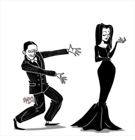 Morticia And Gomez Addams Drawing, Gomez Morticia, Morticia And Gomez Addams, Addams Familie, Arte Pin Up, Gomez And Morticia, Gomez Addams, Scene Girl, Wednesday Adams