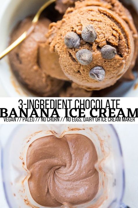 3-Ingredient Chocolate Banana Ice Cream (Vegan, Paleo) - The Roasted Root Banana Ice Cream Healthy, Banana Ice Cream Vegan, Nobake Dessert, Ice Cream Vegan, Banana Ice Cream Recipe, Paleo Ice Cream, Healthy Ice Cream Recipes, Dessert Healthy, Banana Nice Cream