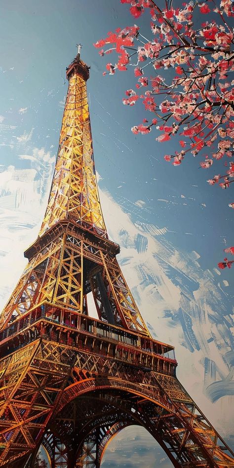 Eiffel Tower Aesthetic Wallpaper, Paris Cartoon Wallpaper, Paris Aesthetic Drawing, France Wallpaper, Eiffel Tower Painting, Eiffel Tower Art, Paris Illustration, Paris Tour Eiffel, Paris Painting