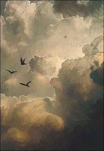 Brown & Gold Essence   Gulls by Justin Cherry Scene Wallpaper, Soyut Sanat Tabloları, Sky Painting, Cloudy Sky, Cloud Painting, Aesthetic Painting, Ethereal Art, 판타지 아트, Junk Drawer