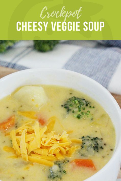 Crockpot Cheesy Vegetable Soup, Cheesy Vegetable Soup, Soups Creamy, Sandwich Night, Vegetable Soup Crock Pot, Cheesy Vegetable, Crockpot Soups, Carrots Broccoli, Soups Recipes