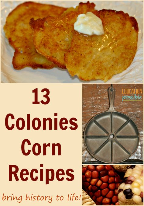 As you're learning about the Pilgrims and Native Americans, spend some time learning about the support the American Indians gave to the pilgrim colonists, specifically their experience in growing corn, a crucial food staple. As part of your history lesson, research corn recipes and make these delicious dishes. We loved the spoonbread! Make early American history exciting and work on an important life skill with your middle schooler. #USHistory #history Indian Corn Recipes, Cherokee Food, Colonial Recipe, American Corn, Early American History, Native American Food, Native Foods, The Pilgrims, Indian Corn