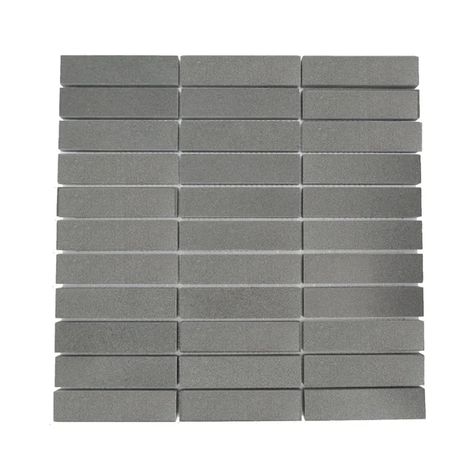 Dark Gray Brick House Exterior, Dark Gray Floor Tile, Gray Brick House Exterior, Dark Gray Backsplash, Grey Brick Houses, Grey Bathroom Floor, Stone Mosaic Floor, Dark Gray Bathroom, Natural Stone Mosaic