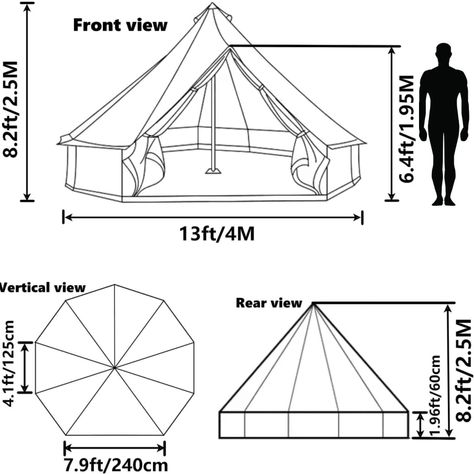 DANCHEL OUTDOOR B1 Portable Yurt Tent for 4-8 Person Family Backyard Camping, Waterproof Bell Tent Wall for Glamping Weather-Proof Spring Safari Hiking Green(5M=16.4ft) : Amazon.ca: Sports & Outdoors 4 Person Family, Tent Drawing, Medieval Camping, Yurt Tent, Canvas Bell Tent, Family Backyard, Tensile Structures, Portable Tent, Pavilion Design