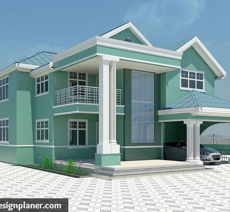 5 BEDROOM DUPLEX Modern House Colors, House Paint Design, Room Paint Designs, Bath Closet, Closet Master, Closet Living Room, 3 Storey House Design, Church Building Design, Family Area