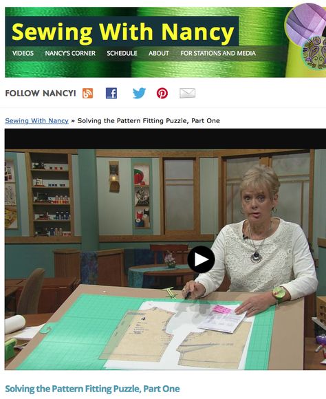 Sewing With Nancy, Nancy Notions, Tips Sewing, Nancy Zieman, Make Your Own Clothes, Sewing Class, Pattern Ideas, Pattern Drafting, Sewing Lessons