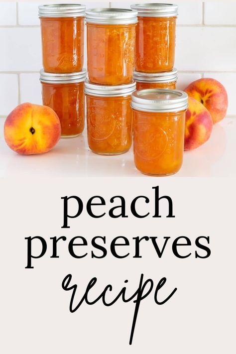 Yearning for the taste of summer all year round? Our homemade Peach Preserves recipe is the answer! Simple ingredients and easy steps for a sweet, sunny treat you'll love. Click to explore the full recipe! #PeachPreserves #Canning #HomemadeJam Using Frozen Peaches, Preserving Peaches, Peach Preserves Recipe, Preserves Recipes, Savory Jam, How To Peel Peaches, Canning Process, Peach Preserves, Water Bath Canning