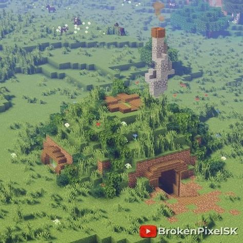 Acacia Base Minecraft, Underground Bunker Entrance Minecraft, Minecraft Underground Greenhouse, Minecraft Grass House, How To Build A Dome In Minecraft, Entrance To Underground Base Minecraft, Minecraft Plains Base, Minecraft Overgrown Tunnel, Minecraft Underground Village Ideas