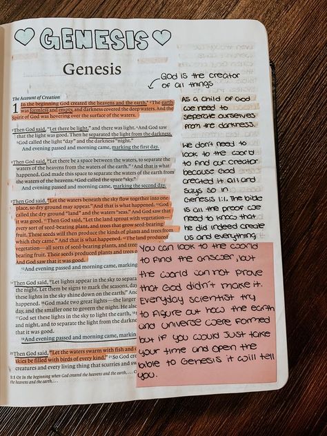 Bible Journaling Asethic, Annotating Bible Aesthetic, Bible Study Date Aesthetic, Journal Bible Ideas, Scripture Study Aesthetic, How To Take Notes In Your Bible, Highlighted Bible, Christian Notebook Ideas, Annotated Bible