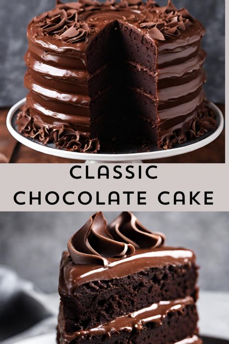 Classic Chocolate Cake Chocolate Decadent Cake, Wet Chocolate Cake Recipe, Classic Cake Recipes, Chocolate Creamcheesefrosting, Best Chocolate Cake Recipe Moist, Triple Chocolate Dessert, Chocolate Birthday Cake Recipe, Chocolate Dessert Ideas, Chocolate Cake With Chocolate Frosting