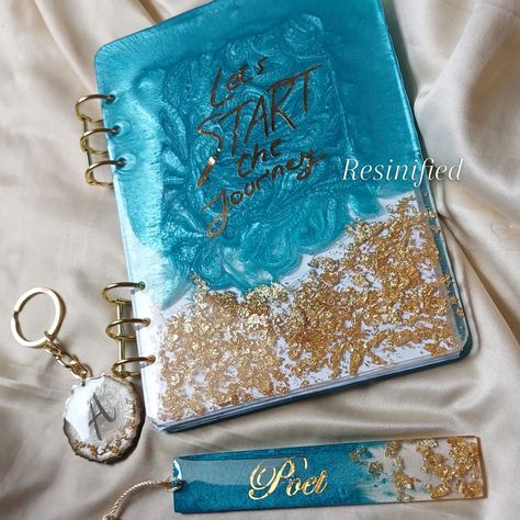 Resin diary with bookmark! . A perfect notebook/diary/journal with timeless style. Hand-made for writing, journaling, note taking, or sketching. . Can be completely customised. . Flaunt your writing with our resin diaries. . . Dm to order! . . . . #resinified #resinlovers #resinepoxy #journaling #resinobsession #teal #black #floraldesign #writing #resinartist #resinideas#engagement #show #artwork #artcollector #journal #notebook #artistsoninstagram #artofinstagram #artdaily #bulletjournal #re... Resin Diary, Writing Journaling, Diary Journal, Journal Diary, Daily Art, Note Taking, Art Collector, Journal Notebook, Resin Crafts