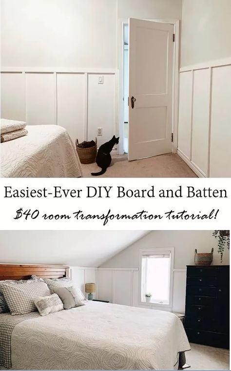 How to Make a DIY Board and Batten | Hometalk Guest Bedroom Office, Make A Fire Pit, Diy Board And Batten, Diy Cornhole Boards, Guest Bedroom/office, Slanted Ceiling, Board And Batten Wall, Diy Accent Wall, I'm Crazy