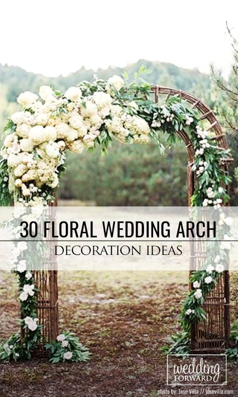 30 Floral Wedding Arch Decoration Ideas ❤ In our gallery of wedding arch decoration ideas we have details of flower decor, whole composition and awesome photos of lovely couples under arches. See more: http://www.weddingforward.com/wedding-arch-decoration-ideas/ #wedding #weddingdecor #weddingarch Vintage Wedding Arch Ideas, Cheap Wedding Arch Ideas, How To Decorate A Wedding Arch, Wedding Arch Decoration Ideas, Arch Decoration Ideas, Simple Wedding Arch, Floral Wedding Arch, Arbor Ideas, Wedding Arch Ideas