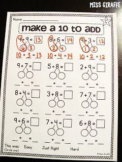 GENIUS! Use number bonds to teach how to make a 10 by borrowing from the other addend - great compensation strategy for addition Math Tools, First Grade Worksheets, Numbers Kindergarten, Math Strategies, Second Grade Math, Math Addition, Math Workshop, Mental Math, Homeschool Math