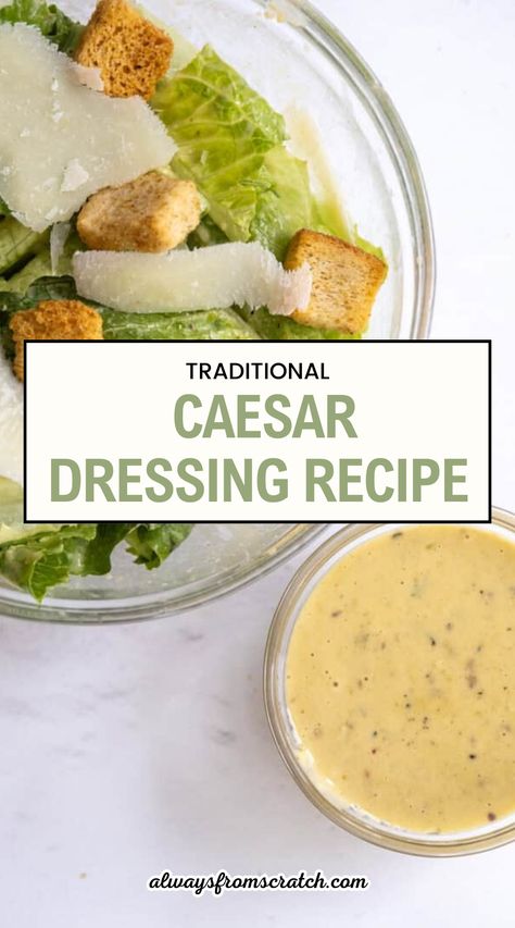 Make your salads unforgettable with this Traditional Caesar Dressing Recipe! This classic Caesar dressing combines the rich flavors of garlic, anchovies, and Parmesan for a truly authentic taste. Perfect for drizzling over crisp romaine lettuce, this dressing is not only delicious but also super simple to whip up. Enjoy the satisfaction of creating your own homemade Caesar dressing recipe that’s fresher than anything store-bought. It’s the ultimate easy Caesar salad dressing! Perfect Caesar Salad, Oil Based Caesar Dressing, Johnny B's Caesar Dressing, Diy Caesar Salad Dressing, Traditional Caesar Dressing, Caesar Dressing No Mayo, Homemade Ceasar Dressing With Anchovy, Easy Homemade Caesar Dressing, Authentic Caesar Salad Dressing