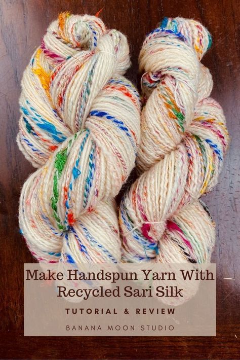 Sari Yarn Projects, Hand Spun Yarn Projects, Silk Yarn Projects, Handspun Yarn Projects, Spinning Yarn Fiber, Yarn Combinations, Knit Plush, Recycled Sari Silk Yarn, Wool Spinning