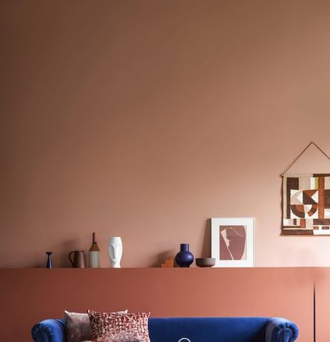 Terracotta Blue Interior, Terracotta Colour Combinations, Blue Terracotta Living Room, Terracotta Blue Bedroom, Blue Terracotta Color Schemes, Blue And Terracotta Living Room, Blue And Terracotta Bedroom, Terra Cotta And Blue, Terracotta Palette