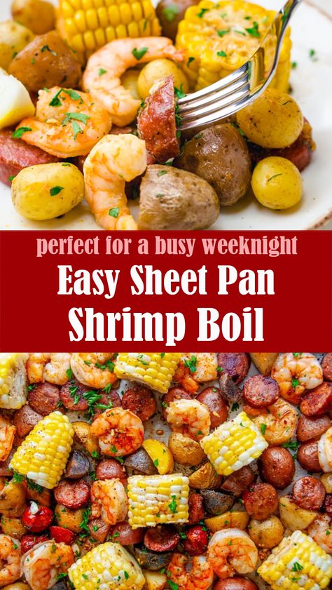 Sheet Pan Low Country Boil Recipe, Shrimp Boil In Oven Foil Pan, Frozen Shrimp Oven Recipes, Sheet Pan Low Country Boil, Sheet Pan Seafood Boil, Sheet Pan Shrimp Boil In Oven, Seafood Sheet Pan Dinners, Pan Cooked Shrimp, Bake Shrimp In Oven