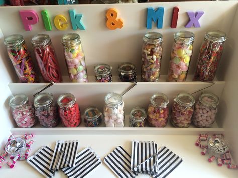 Pick and mix stand! Made our wedding! Jars from Ikea and made with MDF! Pick And Mix, Anniversary Parties, Our Wedding, Baby Shower