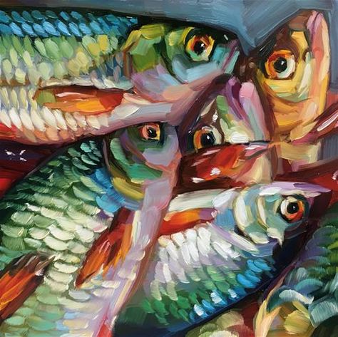 Holly Storlie, Canvas Painting For Beginners, Fish Artwork, Painting For Beginners, Arte Inspo, Arte Sketchbook, Fish Painting, Colorful Fish, Fish Art