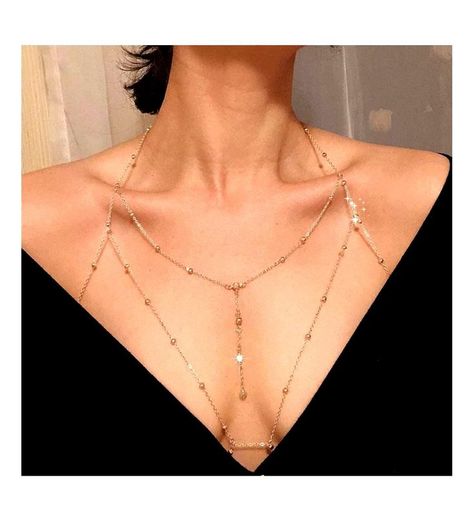 CHICQUE CHAIN RHINESTONE JEWELRY BIKINI Bra Jewelry, Body Necklace Chain, Gold Body Chain, Rhinestone Bra, Chain Bra, Gold Bodies, Rhinestone Chain, Lingerie Accessories, Body Chain Jewelry