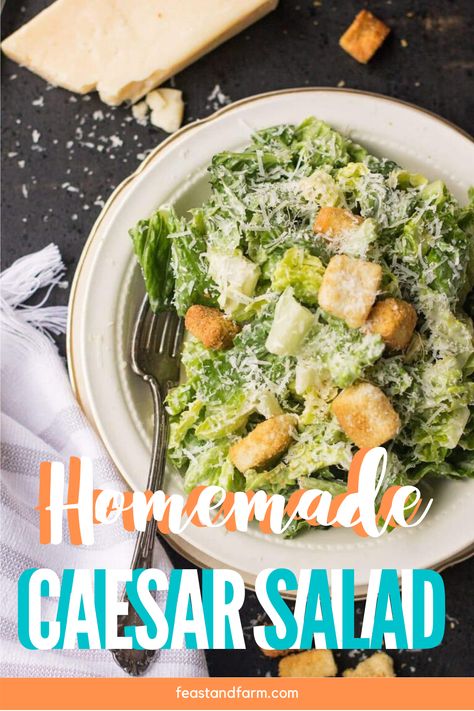 Flavorful and light, this caesar salad is perfect for any meal! Simple to make and delicious, my family loves caesar salads. Great for hot summer days or nights! #homemadecaesarsalad #caesarsalad #caesar Simple Ceasar Salad Recipes, The Best Caesar Salad, Best Caesar Salad, Cesar Dressing, Homemade Caesar Salad, Caesar Salads, Creamy Caesar Dressing, Salads Bowls, Bean Salads