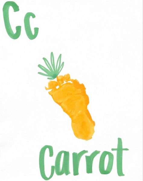 A Is For Footprint, Letter C Infant Art, Alphabet Activities For Infants, C Is For Handprint Craft, Letter C Footprint Craft, C Footprint Craft, Hand Paint Abc Book, C Is For Craft Handprint, Footprint Alphabet Book