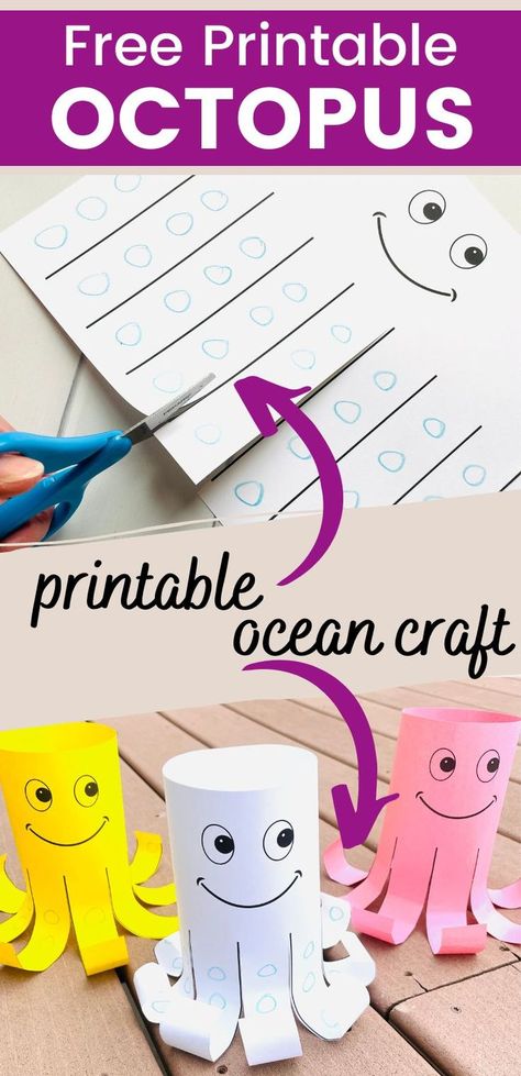 free printable octopus craft idea Ocean Crafts Preschool, Ocean Activities Preschool, Octopus Craft, Octopus Crafts, Ocean Theme Preschool, Craft For Preschoolers, Summer Camp Crafts, Summer Preschool, Ocean Activities