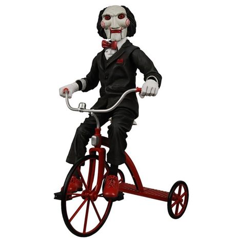 Saw Billy the Puppet Talking Figure $30.99 Saw Puppet, Jigsaw Costume, Jigsaw Movie, Billy The Puppet, Jigsaw Saw, Red Tricycle, Scary Dolls, Halloween Inspo, Fantasias Halloween