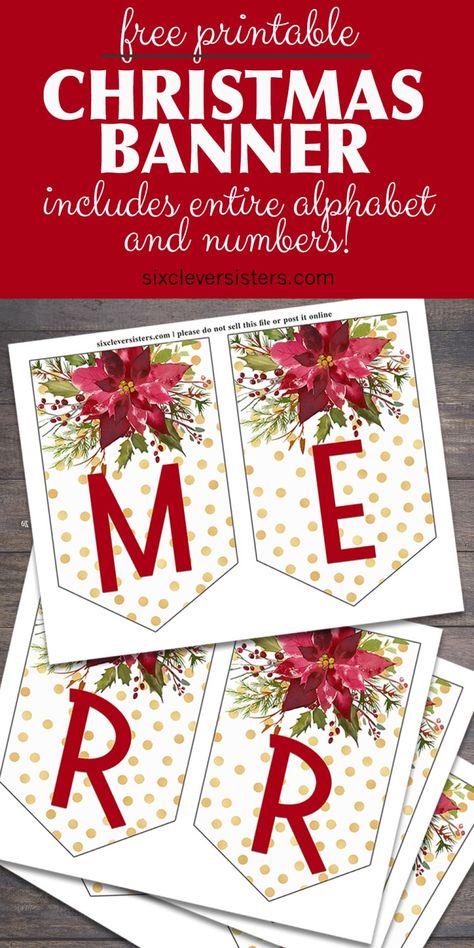 FREE Printable Christmas Gift Tags for Candles - Six Clever Sisters Diy Christmas Banner, Merry Christmas Banner Printable, Christmas Banner Printable, Christmas Banner Diy, Diy Pennant Banner, Free Printable Christmas Gift Tags, Printable Banner Letters, Merry Christmas Printable, Banner Printable