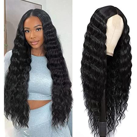 3+Colors Long Wigs For Black Women, Deep Wave Lace Front Wig, Wave Lace Front Wig, Loose Deep Wave, Curls Hair, Hair Replacement, Curly Wig, Middle Parts, Middle Part