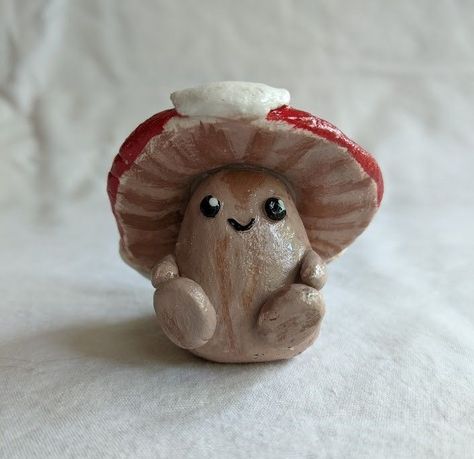 A small customizable mushroom for only $8!! It is 2x2 inches and less than 2oz in weight! perfect for a small paperweight or gift! :) Oven Bake Clay Mushroom, Clay Art Ideas Mushroom, Clay Mushroom People, Clay Mushroom Ideas, Mini Clay Mushrooms, Cute Clay Mushroom, Mushroom Clay Sculpture, Small Clay Sculptures, Kuromi Halloween