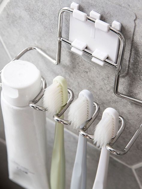 Wall Mounted Toothbrush Rack | SHEIN USA Wall Mounted Toothbrush Holder, Toothbrush Organization, Cosy Interior, Toothbrush Storage, Bath Organization, Toothpaste Holder, Bathroom Toothbrush Holder, Tooth Brush, Toothpaste Dispenser