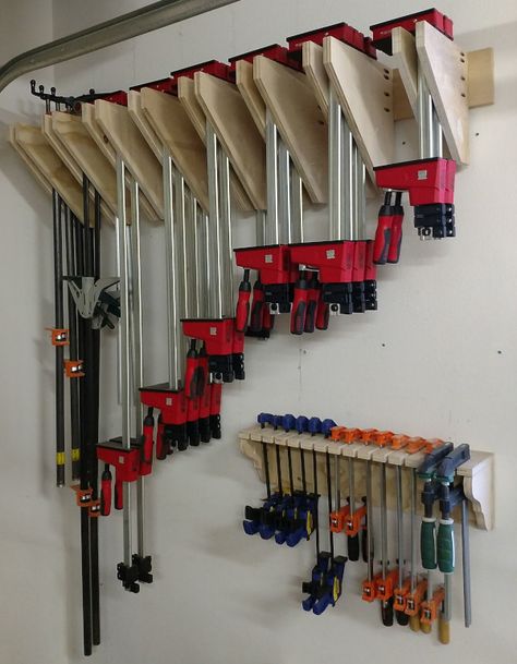 Ultimate Workshop, Clamp Rack Woodworking, Clamp Rack, Clamp Storage, Workshop Bench, Pocket Hole Joinery, Garage Tool Storage, Woodworking Shop Layout, Tool Storage Diy