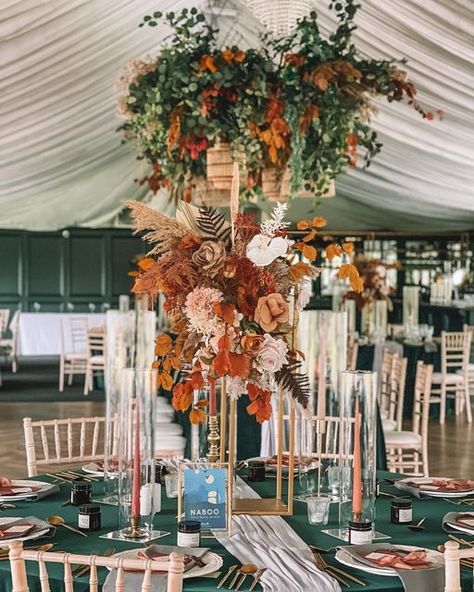 Autumnal floral design for this beautiful wedding reception. We used a mix of dried, preserved and silk flowers & foliage to create these amazingly textured table pieces. Table Stationary, Table Pieces, Beautiful Wedding Reception, Table Styling, Table Style, Silk Flowers, Beautiful Weddings, Wedding Reception, Floral Design