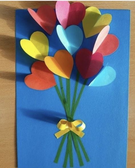 Valentines Art For Kids, Mothers Day Cards Craft, Flower Crafts Kids, Easy Mother's Day Crafts, Tissue Paper Crafts, Hand Crafts For Kids, Handmade Paper Crafts, Mothers Day Crafts For Kids, Kindergarten Crafts