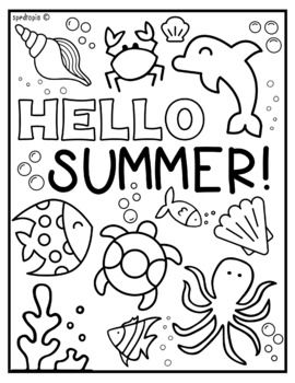 Summer Coloring Pages by Spedtopia | Teachers Pay Teachers Coloring Spring, Summer Lesson Plans, July Coloring Pages, Summer Coloring Sheets, Summer Lesson, Camping Coloring Pages, Summer Art Projects, All About Me Preschool, Summer Coloring