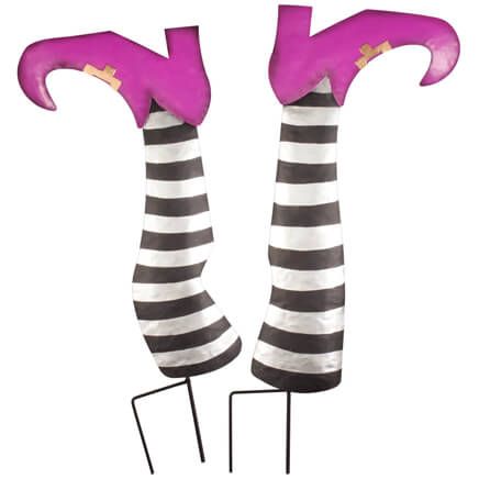 Metal Witch Legs by Maple Lane Creations™, Set of 2-360058 Witch Legs, Striped Stockings, Halloween Garden, Metal Birds, Outdoor Statues, Trick Or Treater, Lawn Decor, Halloween Accessories, Outdoor Halloween