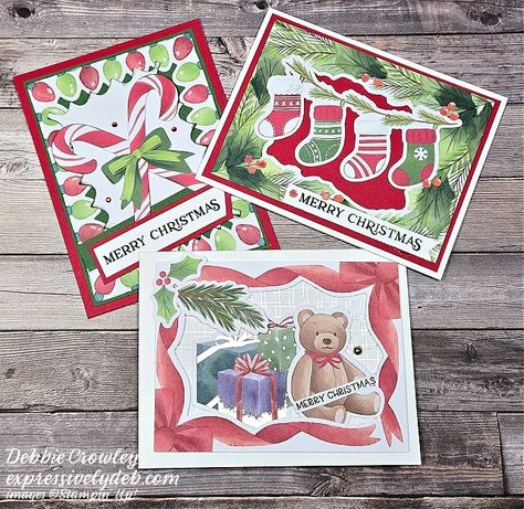 A Parade of Festive Inspiration - Expressively Deb Stampin Up Christmas Card Ideas, Christmas Card Simple, Christmas Cards For Kids, Ephemera Packs, Reindeer Christmas Cards, Tags Stampin Up, Unique Holiday Cards, Card Sketches Templates, Create Christmas Cards