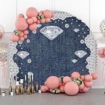 Diamond Theme Party, Studio Booth, Diamond Theme, Woman Birthday, Background Wedding, Round Backdrop, Woman Birthday Party, Denim And Diamonds, Portrait Photoshoot