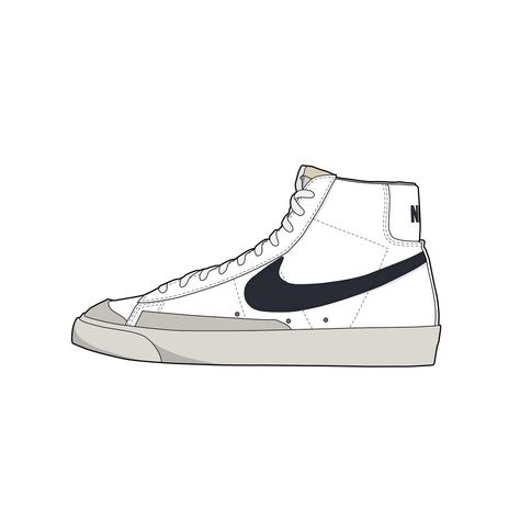 Nike Blazer Drawing, Nike Shoe Drawing, Nike Shoes Drawing, Mid Blazer, Blazer Shoes, Nike Art, Aphmau Fan Art, Cute Panda Wallpaper, Shoes Drawing