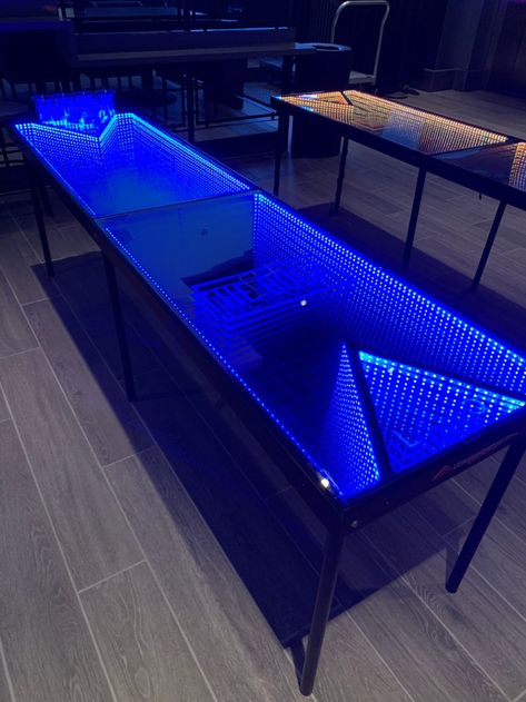 Led Beer Pong Table, Giant Beer Pong, Beer Pong Table Diy, Diy Beer Pong, Diy Beer Pong Table, Beer Games, Bottle Cap Projects, Gaming Lounge, Diy Props