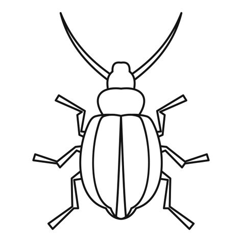 Insect Outline Drawing, Insect Templates Free Printable, Beetle Stencil, Beetle Outline, Insect Outline, Cartoon Beetle, How To Draw Insects, Butterfly Stencils, Insect Drawing