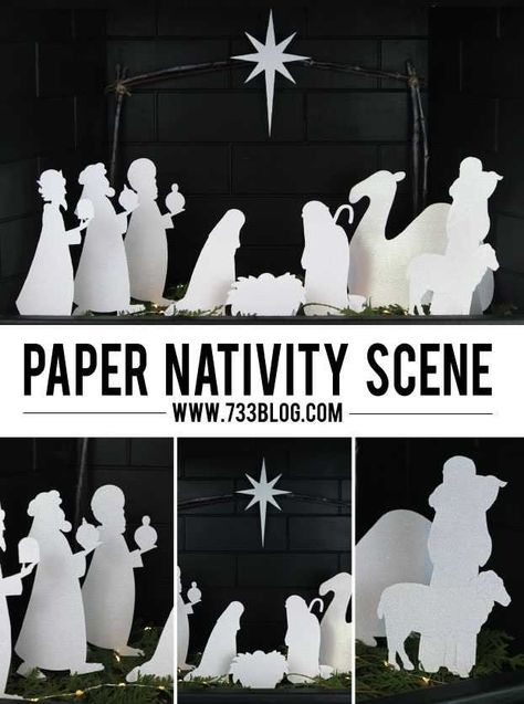 Paper Nativity Scene, Decoracion Navidad Diy, Paper Nativity, Scene Inspiration, Ward Christmas Party, Project Paper, Nativity Silhouette, Diy Nativity, Christmas Cricut