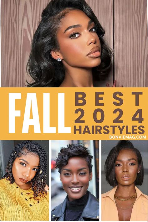 best fall hairstyles for Black women Fall Black Hairstyles, Autumn Hair Styles Black Women, Black Women With Black Hair, First Date Hairstyles Black Women, Autumn Hairstyles For Black Women, Black Women Winter Hairstyles, Hair Color For The Fall Black Women, Fall Black Women Hairstyles, Fall Ombre Hair Black Women