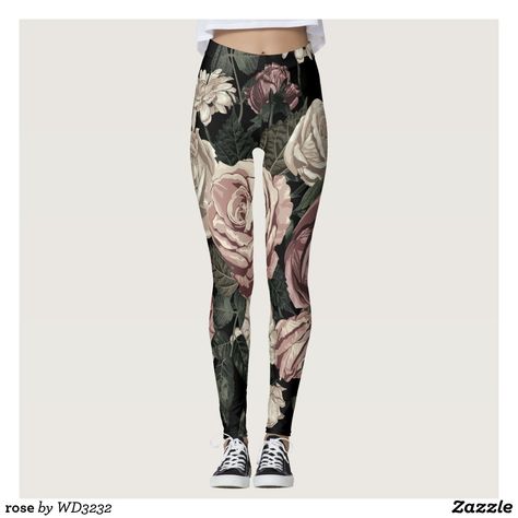 rose leggings Rose Leggings, White Prints, Best Leggings, Gym Shoes, Outfits With Leggings, Women's Leggings, Clothing And Shoes, Fashion Clothes Women, Free Design