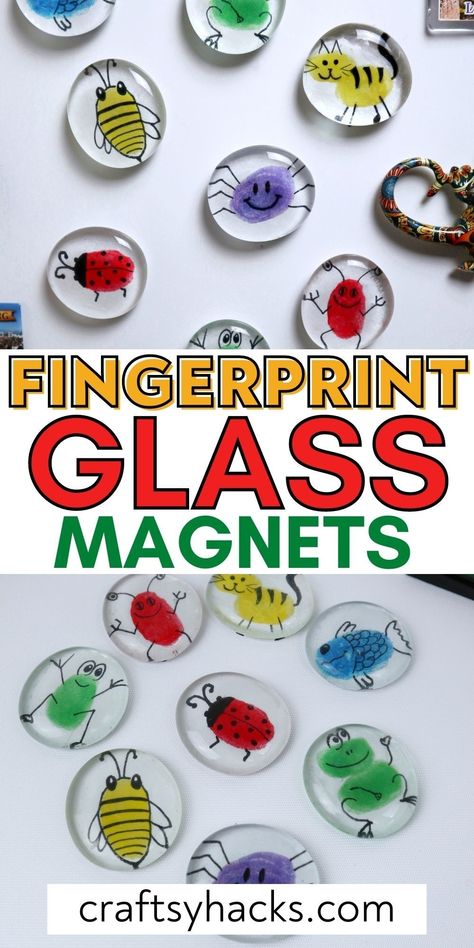 Easy Vacation Bible School Crafts, Memory Crafts For Kids, Bible Camp Crafts, 2023 Crafts, Fingerprint Crafts, Trip Activities, Diy Magnets, Fingerprint Art, Vbs 2023