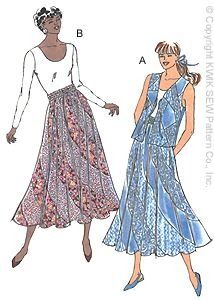 Kwik Sew 2382 Misses Skirt & Vest Paneled Skirt Pattern, Spiral Skirt, Vintage Skirt Pattern, Swirl Skirt, Skirt And Vest, Kwik Sew Patterns, Modest Skirt, Girls Ball Gown, Women's Sewing Pattern